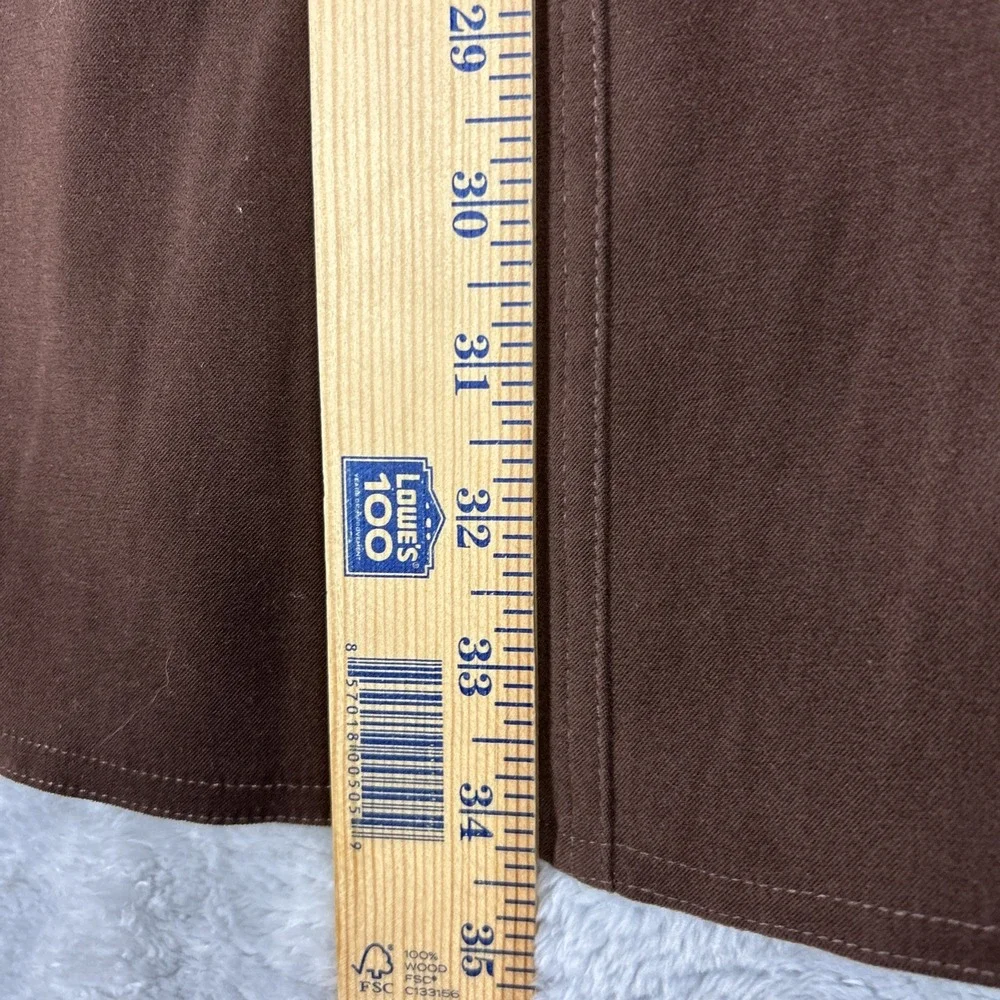 Vtg Microfiber Skirt 12-14 Brown Midi Flared Hem‎ Panel Construction Tea Length